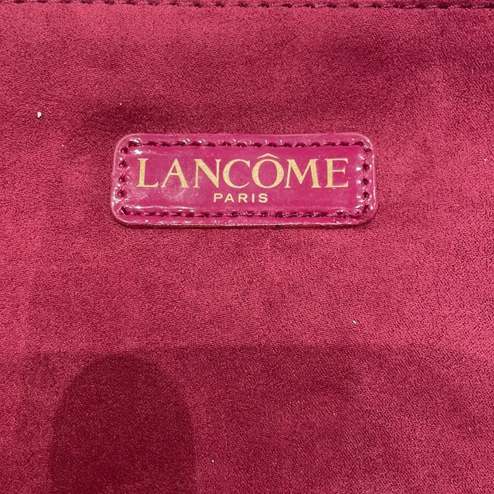 NEW Lancôme pink suede patent leather cosmetics case
